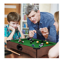 Hey! Play! Mini Tabletop Pool Set Billiards Game Includes Game Balls Sticks Chalk Brush and Triangle Portable and Fun for The Whole Family Green