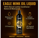 Mink Oil Liquid Leather Conditioner 8oz with Cloth – Softens, Waterproofs & Preserves Boots, Shoes, Bags, Jackets & Furniture