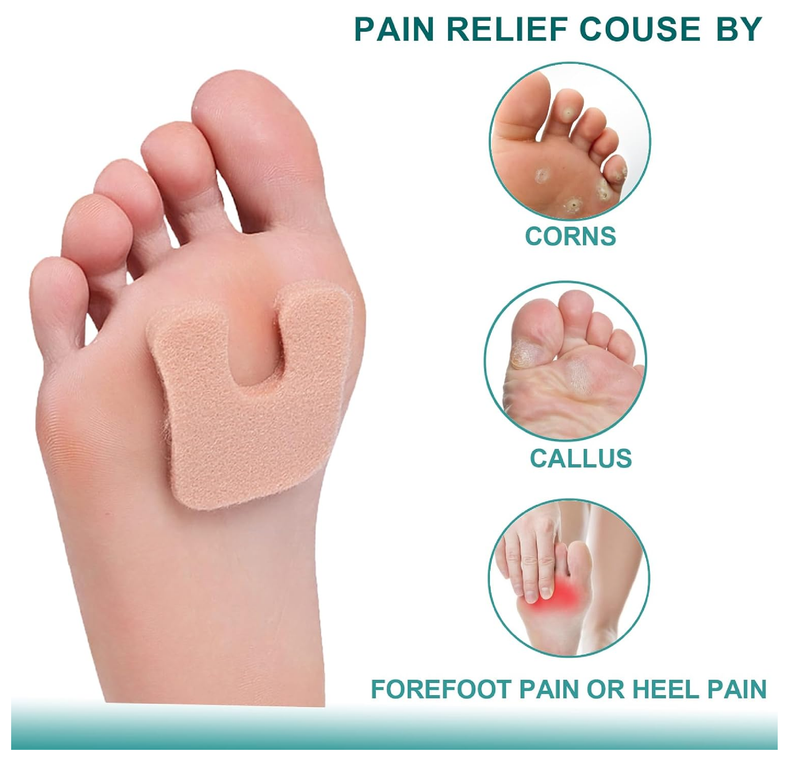 20 Pcs Metatarsal Foot Pads for Women, Horseshoe Pads Callus Cushions Moleskin for Feet,