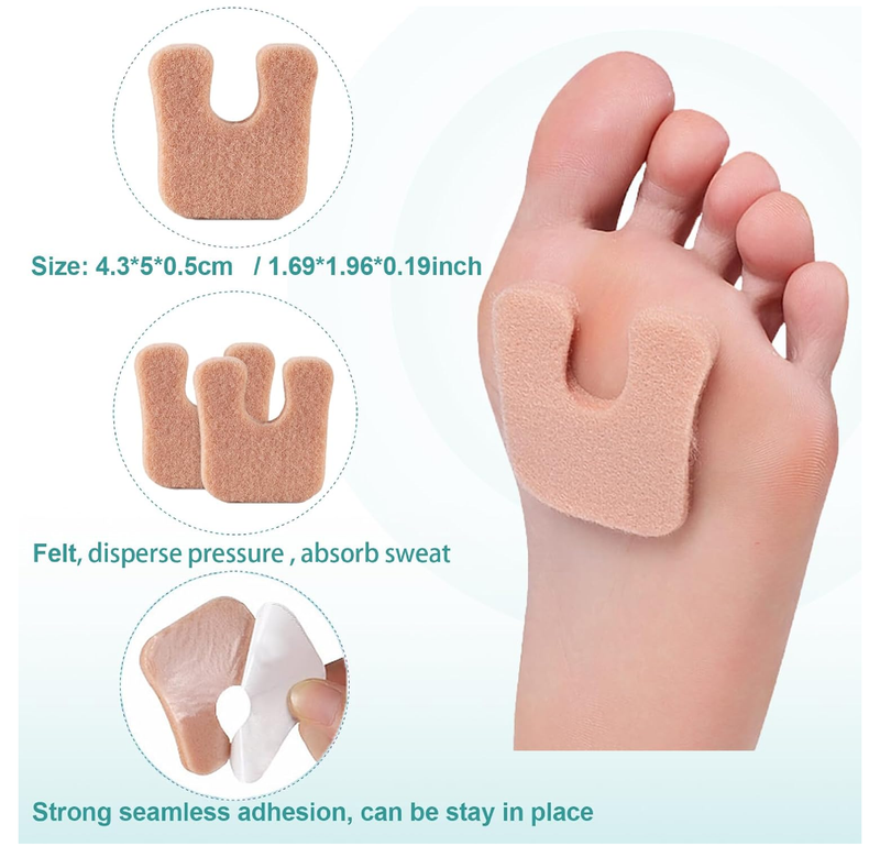 20 Pcs Metatarsal Foot Pads for Women, Horseshoe Pads Callus Cushions Moleskin for Feet,