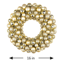 Moonet 16'' Christmas Ball Wreath Home Party Decors Front Door Decorative Hanging Christmaswreaths Ball Ornaments Golden