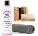 Shoe Cleaner Kit – Large 10.5oz Bottle with 3 Durable Brushes & Microfiber Towel – Quick & Easy Cleaning for Sneakers,