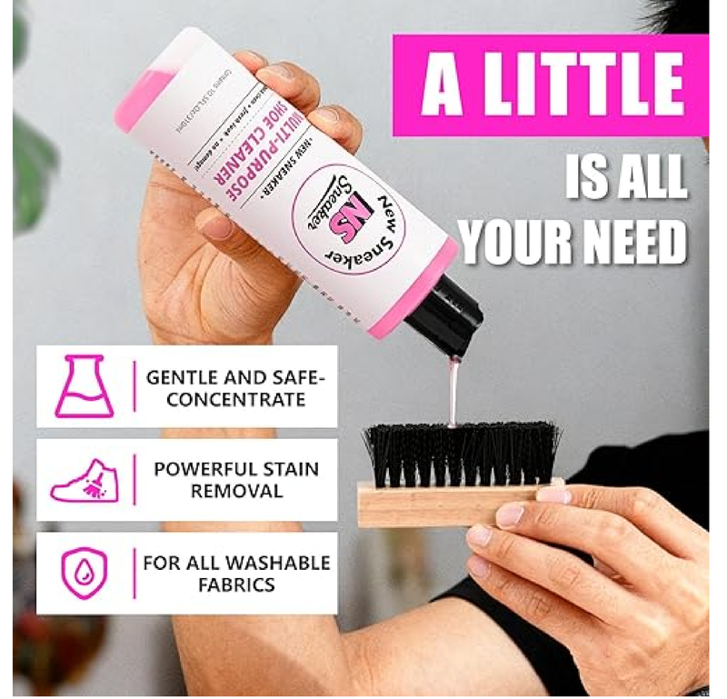 Shoe Cleaner Kit – Large 10.5oz Bottle with 3 Durable Brushes & Microfiber Towel – Quick & Easy Cleaning for Sneakers,