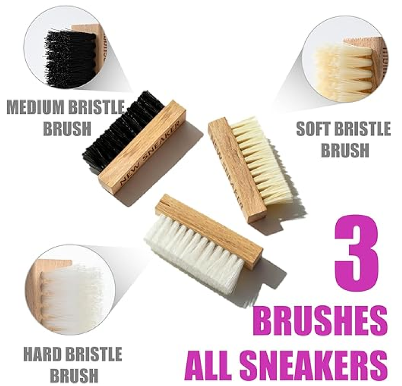 Shoe Cleaner Kit – Large 10.5oz Bottle with 3 Durable Brushes & Microfiber Towel – Quick & Easy Cleaning for Sneakers,