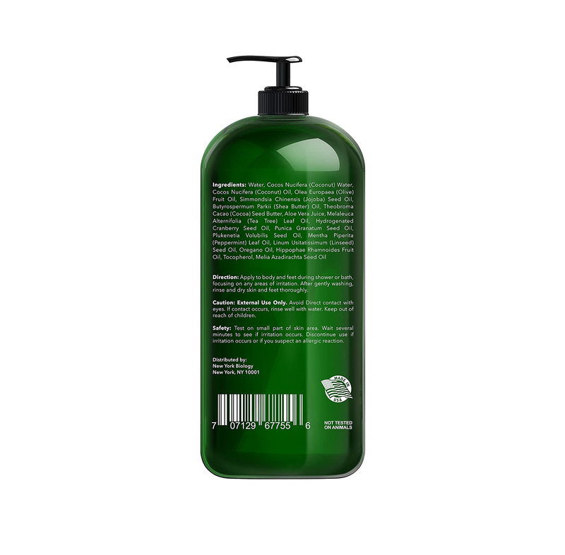 New York Biology Tea Tree Body Wash Helps Soothe Itchy Skin Jock Itch Athletes Foot Toenail Fungus Eczema Acne Body Odor and Ringworm Moisturizing Body Wash for Men & Women  16 Fl oz