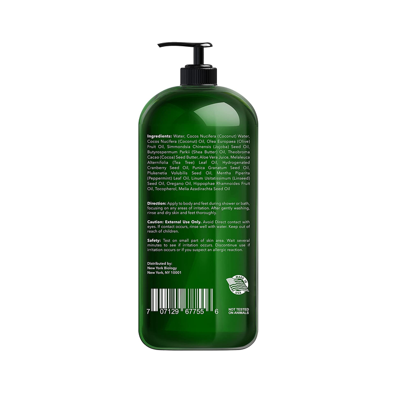 New York Biology Tea Tree Body Wash - Helps Soothe Itchy Skin Jock Itch Athletes Foot Toenail Fungus Eczema Acne Body Odor Ringworm