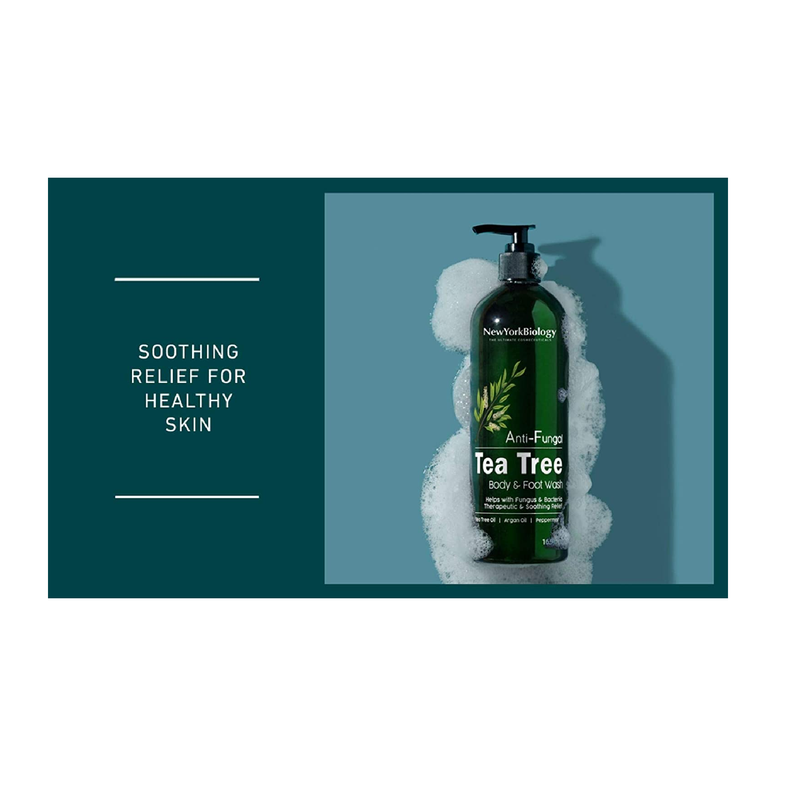 New York Biology Tea Tree Body Wash Helps Soothe Itchy Skin Jock Itch Athletes Foot Toenail Fungus Eczema Acne Body Odor and Ringworm Moisturizing Body Wash for Men & Women  16 Fl oz