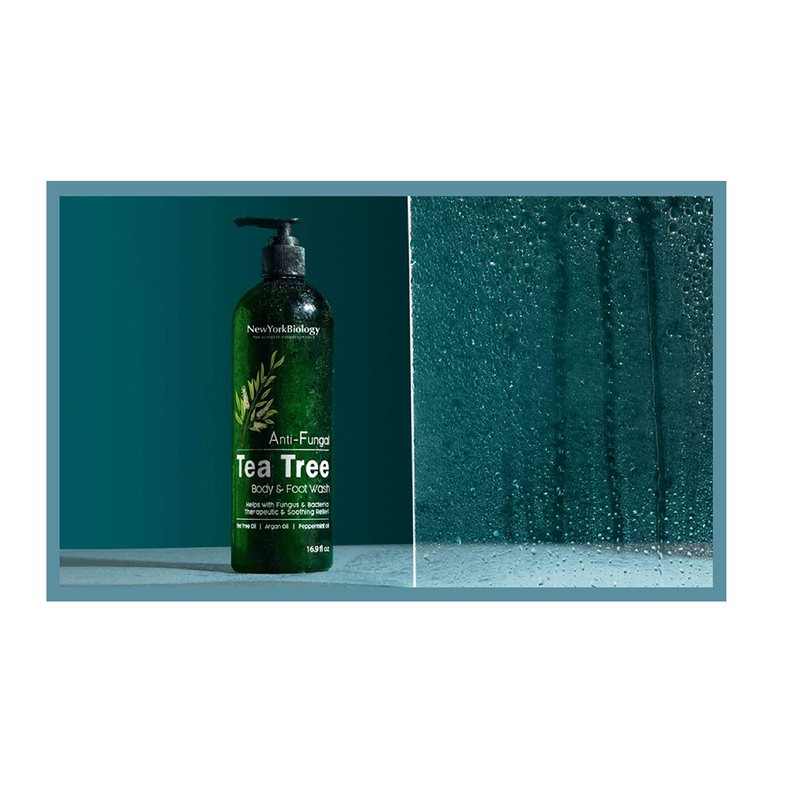 New York Biology Tea Tree Body Wash Helps Soothe Itchy Skin Jock Itch Athletes Foot Toenail Fungus Eczema Acne Body Odor and Ringworm Moisturizing Body Wash for Men & Women  16 Fl oz