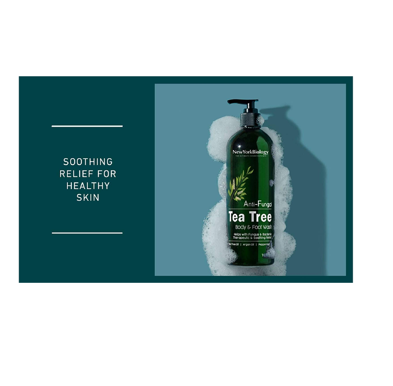 New York Biology Tea Tree Body Wash - Helps Soothe Itchy Skin Jock Itch Athletes Foot Toenail Fungus Eczema Acne Body Odor Ringworm