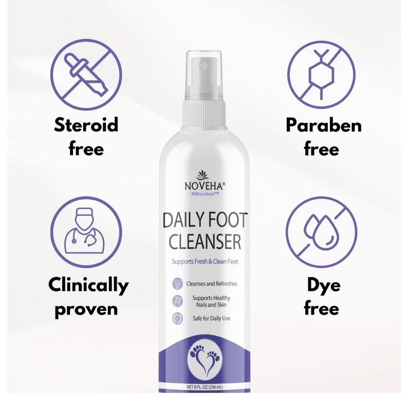 NOVEHA Daily Foot Spray | Foot Care for Men and Women with Sensitive Skin | Odor Control | Preventative and Soothing for At-Risk Feet