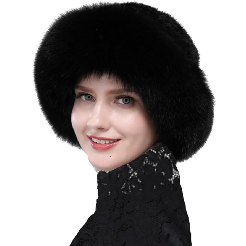 NWSTESLE Winter Fur Hat for Women Warm Knitted Fur Cap Beanie