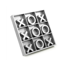 14" Large Elegant Premium Silver Grey Tic Tac Toe Board Game for Adults & Kids Wooden Puzzle Game