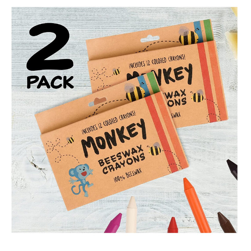 2 Pack | Natural Beeswax Crayons For Toddlers And Kids | Kid-Friendly Crayons Made With 100% Pure Beeswax - 12 Vibrant Colors