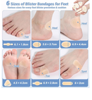 64 Pieces Hydrocolloid Blister Bandages for Feet - 6 Styles Waterproof Adhesive Blister Pads, Blister Patches for Heel,