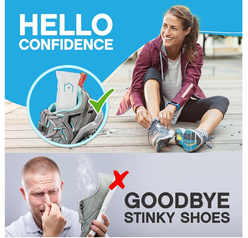 NonScents Shoe Deodorizer 2-Pack (4 Count) - Odor Eliminator, Air Freshener, Smell Absorber, Scent Remover for Shoes,