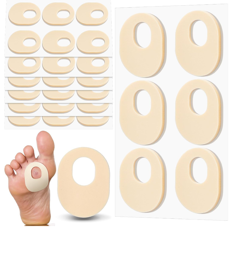 Nuanchu 36 Count Soft Foam Callus Cushions Oval Corn Cushion Self Stick Adhesive Foot Care Pads Waterproof Corn Protectors for Feet Women Men,
