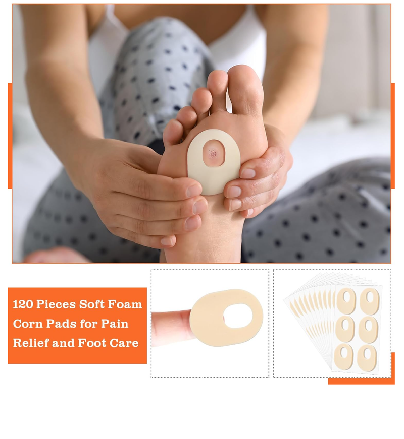 Nuanchu 36 Count Soft Foam Callus Cushions Oval Corn Cushion Self Stick Adhesive Foot Care Pads Waterproof Corn Protectors for Feet Women Men,
