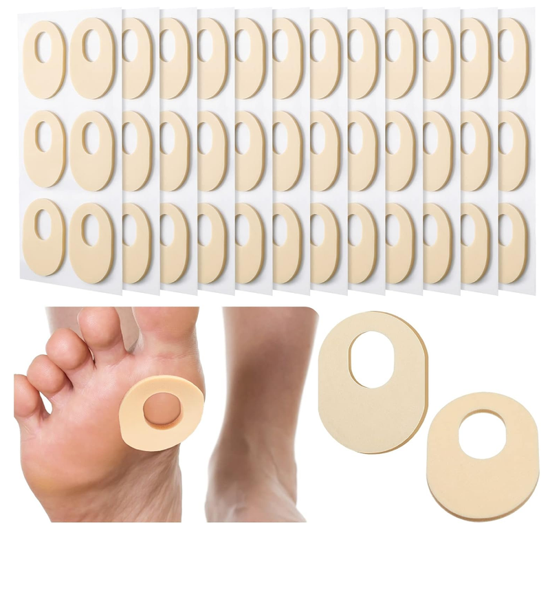 Nuanchu 36 Count Soft Foam Callus Cushions Oval Corn Cushion Self Stick Adhesive Foot Care Pads Waterproof Corn Protectors for Feet Women Men,