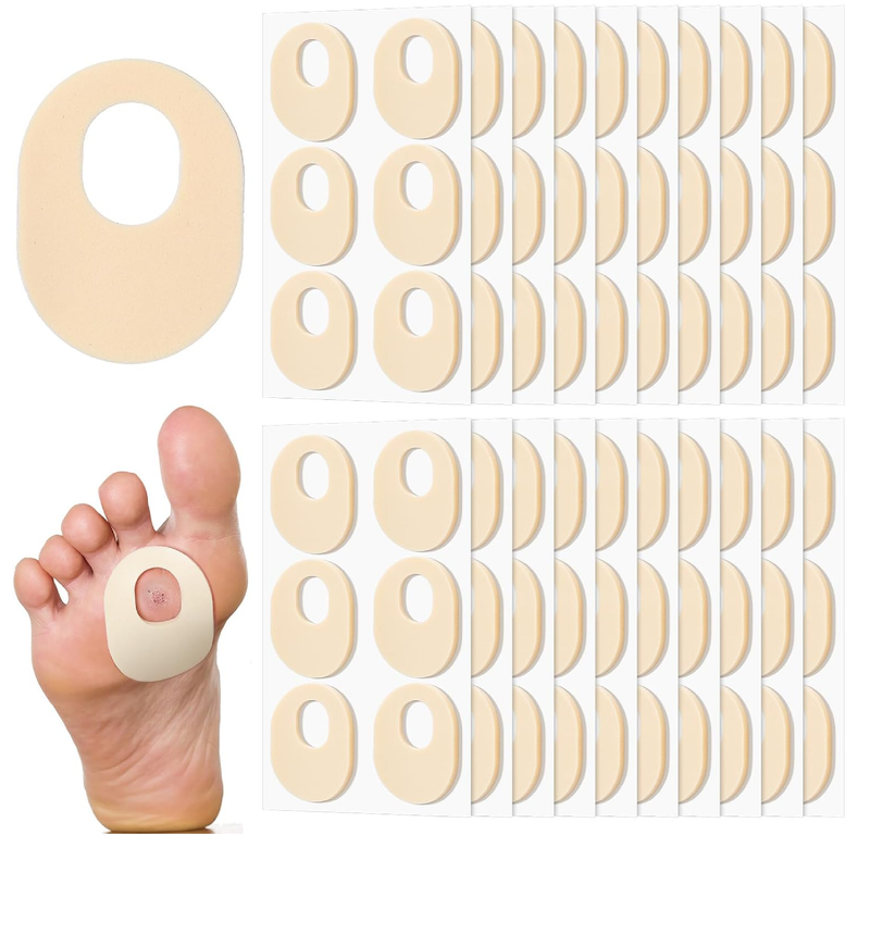 Nuanchu 36 Count Soft Foam Callus Cushions Oval Corn Cushion Self Stick Adhesive Foot Care Pads Waterproof Corn Protectors for Feet Women Men,