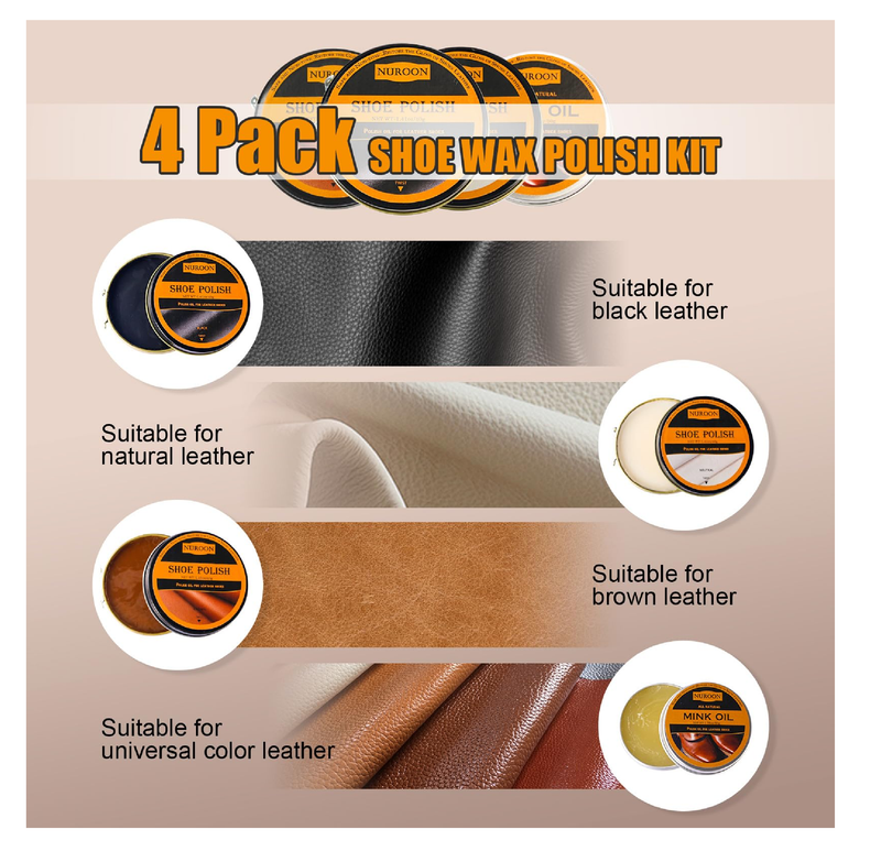 13Pcs Polish Kit for Men & Women - 3 Horsehair Brushes, Black Brown Neutral Mink Oil for Shoes, Boots Shine Care Kit