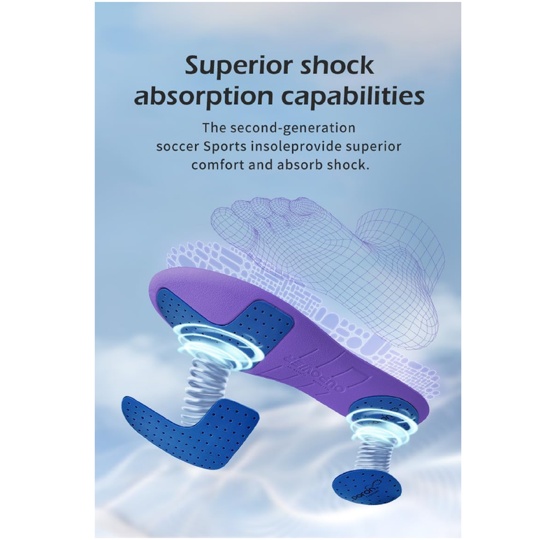 Insoles for Soccer Cleats Shock Absorption Arch Supports Anti-Slip Breathable for Men Women Boy Girl