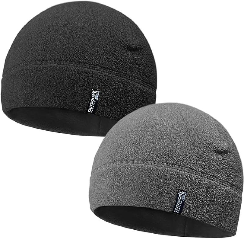 OUTDOOR SHAPING 2 Pack Tactical Fleece Cap Winter Warm Beanie Military Army Watch