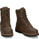 Justin Work Men's Rivot 8" Waterproof Steel Toe Boot - Hickory Brown (OW458) - Front View