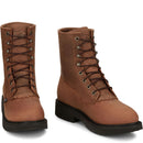 Justin Work Men's Livestock 8" Waterproof Boot - Aged Bark (OW604) - Front View