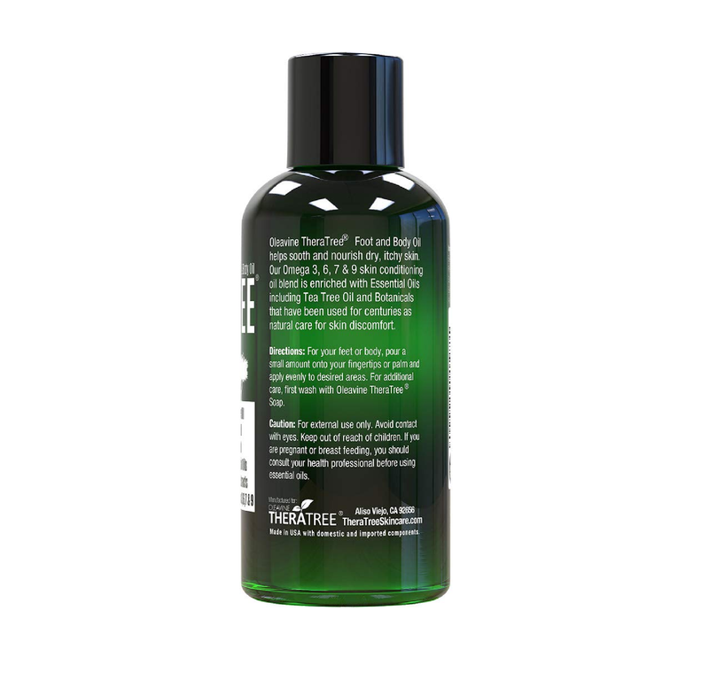 Oleavine Foot Oil with Tea Tree Oil Neem Oil and Menthol Mint Helps Skin Irritation and Foot Odor Moisturizing TheraTree