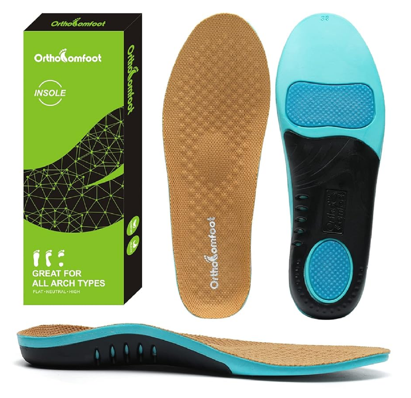 OrthoComfoot Plantar Fasciitis Shoe Insoles, Arch Support Insoles for Women & Men, 220+ lbs Heavy Duty,