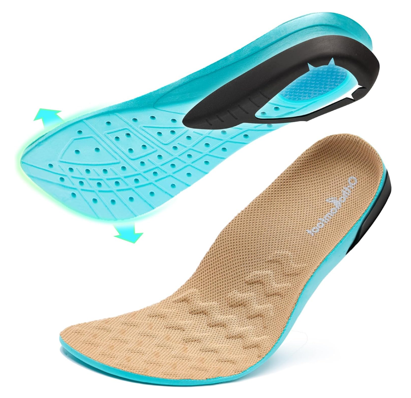 OrthoComfoot Wide Plantar Fasciitis Inserts for Men, Breathable Comfort Arch Support Insoles for Diabetes & Flat Feet,
