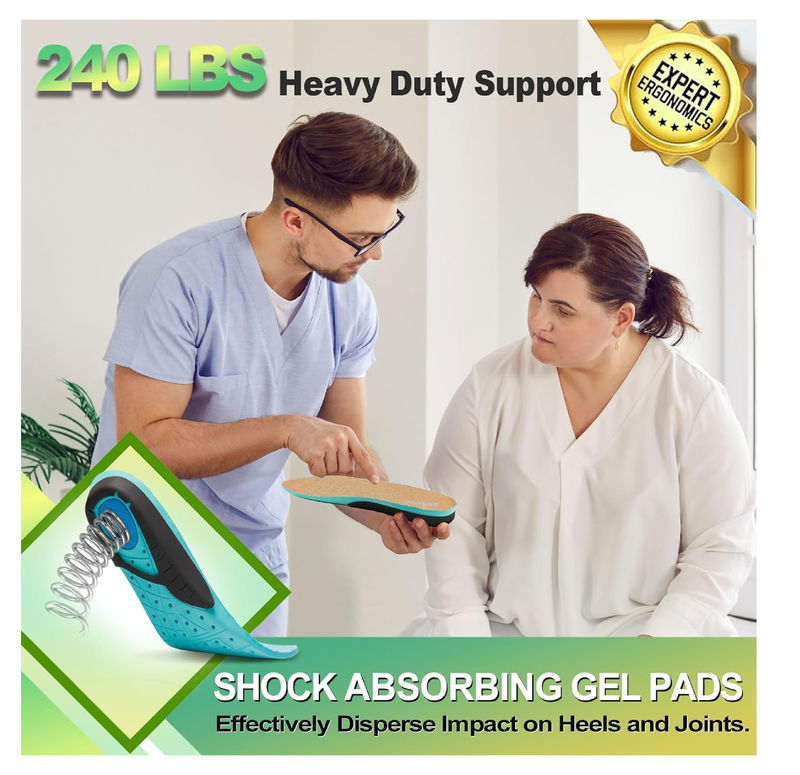 OrthoComfoot Wide Plantar Fasciitis Inserts for Men, Breathable Comfort Arch Support Insoles for Diabetes & Flat Feet,