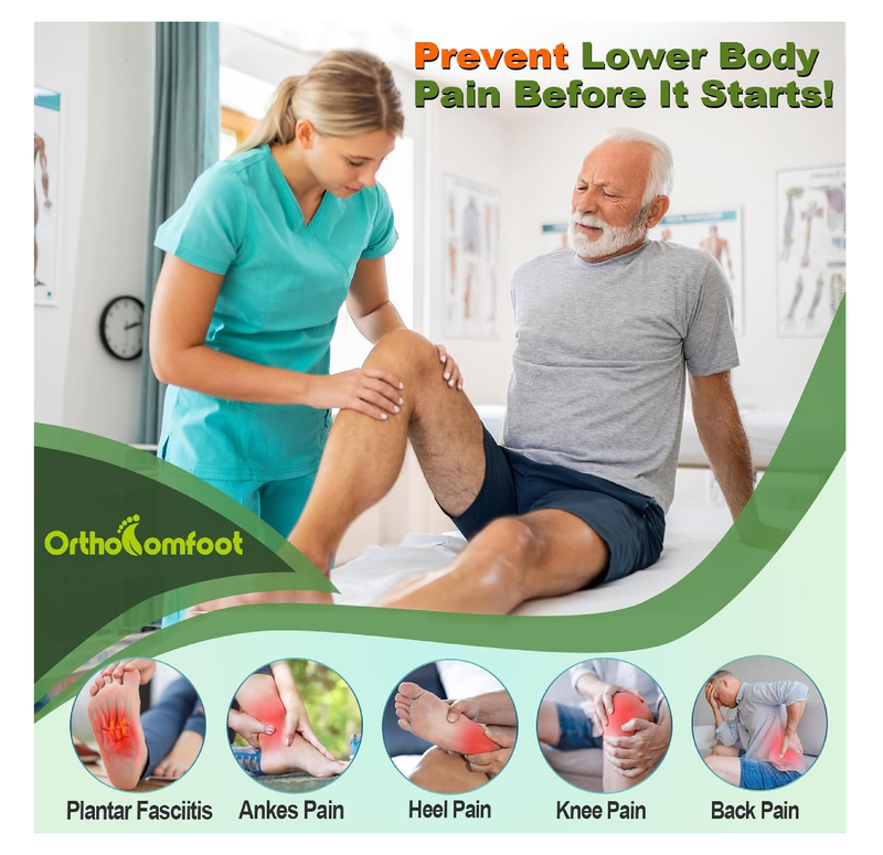 OrthoComfoot Wide Plantar Fasciitis Inserts for Men, Breathable Comfort Arch Support Insoles for Diabetes & Flat Feet,