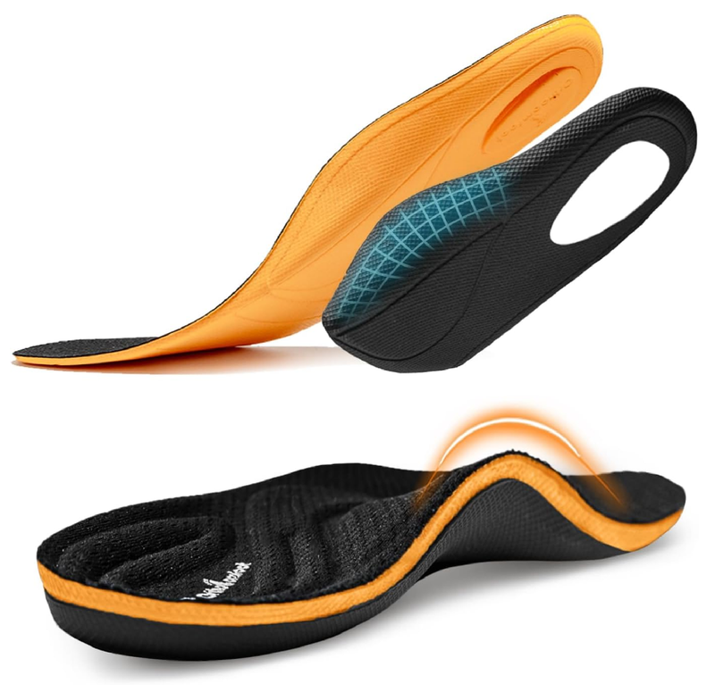OrthoComfoot Orthotic Inserts for Women Men, High Arch and Plantar Fasciitis Insoles,