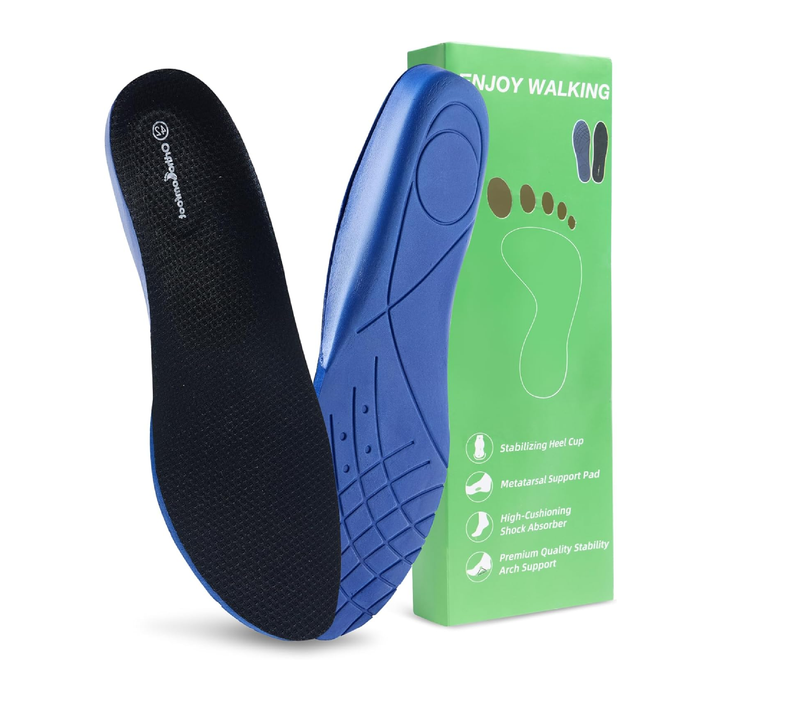 OrthoComfoot Plantar Fasciitis Relief Comfort Insoles: Low Arch Support Shoe Inserts for Men Women,