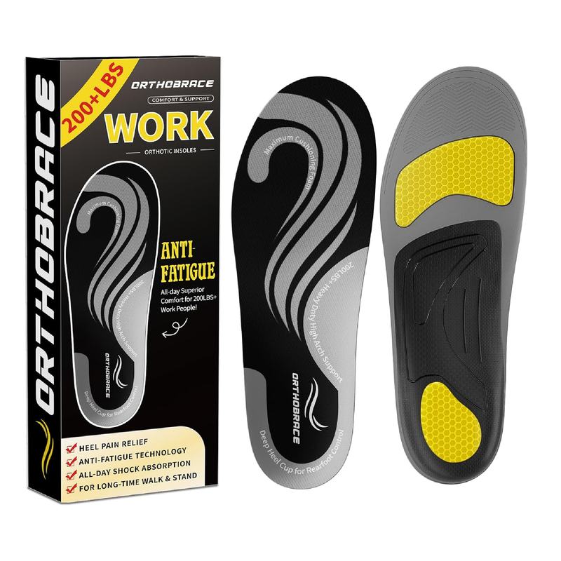 Work Insoles for Standing All Day, 200+lbs Heavy Duty High Arch Support Inserts