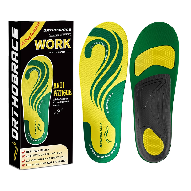 Work Boot Insoles for All Day Shock Absorption,Anti Fatigue Medium and High Arch Support Shoe Inserts