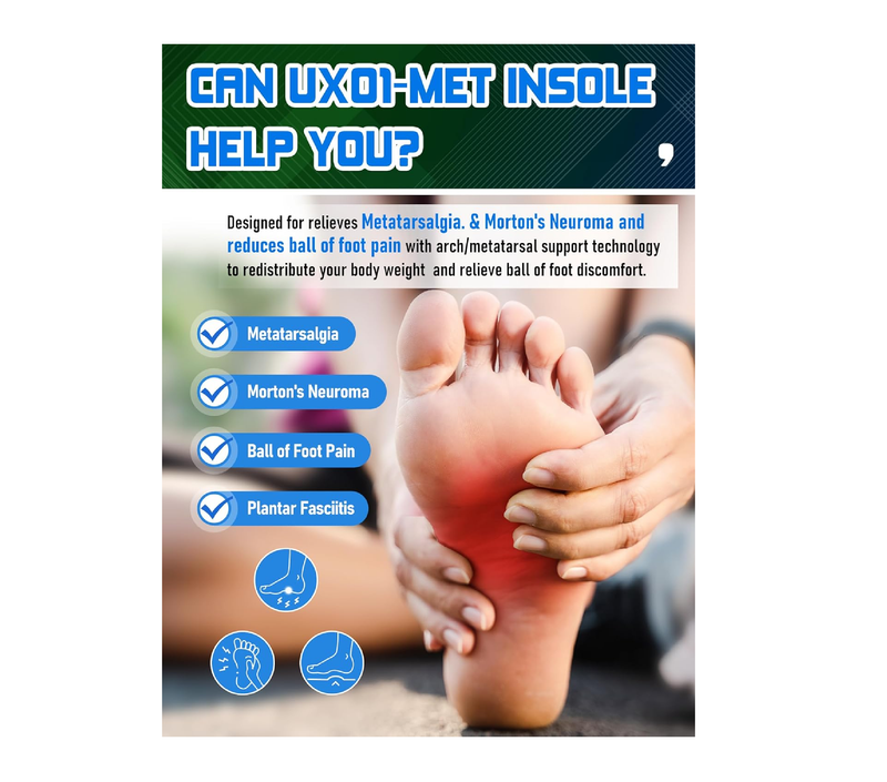 Metatarsalgia Insoles with Metatarsal Pads, Plantar Fasciitis Orthotic Metatarsal Arch Support Inserts,