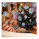 OuMuaMua 15pcs Winter Christmas Hanging Snowflake Decorations, 3D Holographic Snowflakes for Christmas Winter Wonderland Decorations Frozen Birthday New Year Party Home Decorations