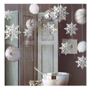 OuMuaMua Winter Christmas Hanging Snowflake Decorations, 12PCS 3D Large Silver Snowflakes & 12PCS White Paper Snowflakes Hanging Garland for Christmas Winter Wonderland Holiday New Year Party Home