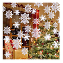 OuMuaMua Winter Christmas Hanging Snowflake Decorations, 12PCS Snowflakes Garland & 12PCS 3D Glittery Large White Snowflake for Christmas Winter Wonderland Holiday New Year Party Home Decorations