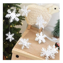 OuMuaMua Winter Christmas Hanging Snowflake Decorations, 12PCS Snowflakes Garland & 12PCS 3D Glittery Large White Snowflake for Christmas Winter Wonderland Holiday New Year Party Home Decorations