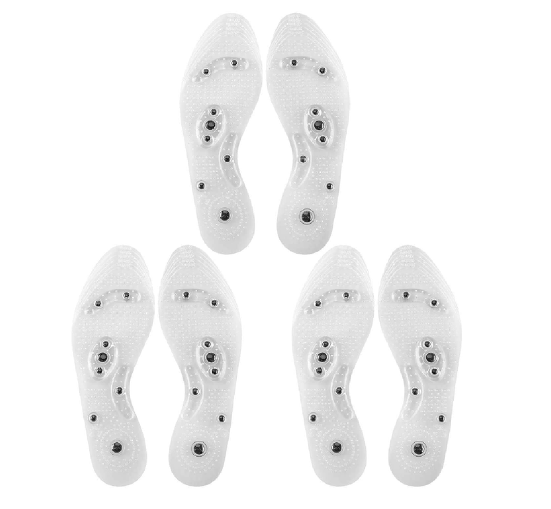 3 Pairs Acupressure Magnetic Massage Insoles, Oumers Foot Massage Shoe