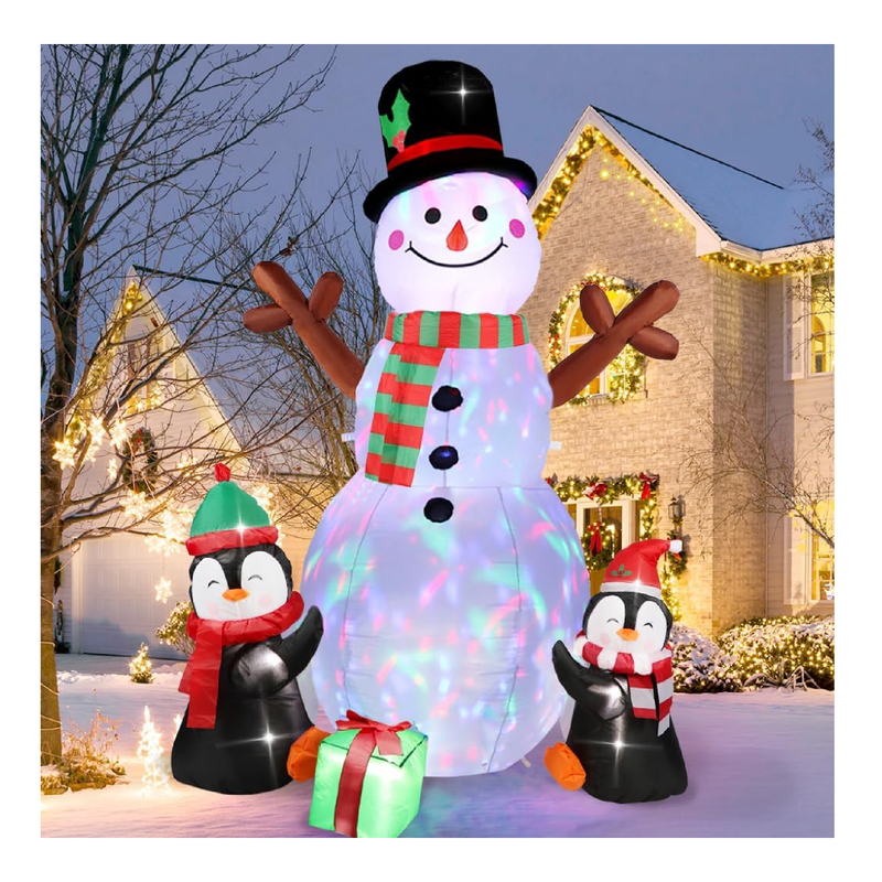 OurWarm 6FT Christmas Inflatables Outdoor Decorations, Lighted Inflatable Snowman Penguin Christmas Blow Up