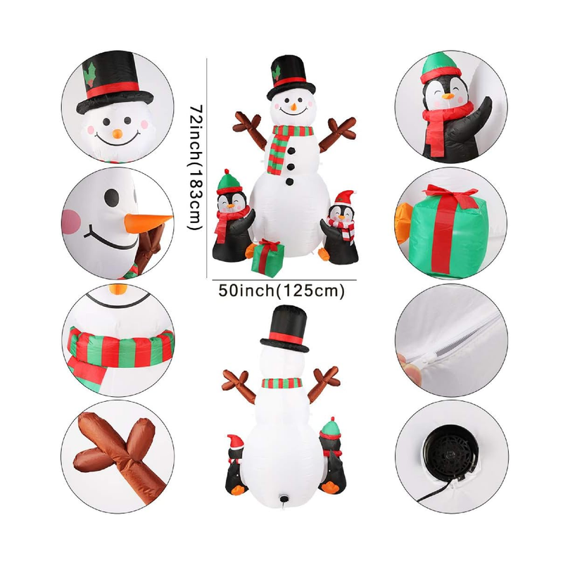 OurWarm 6FT Christmas Inflatables Outdoor Decorations, Lighted Inflatable Snowman Penguin Christmas Blow Up