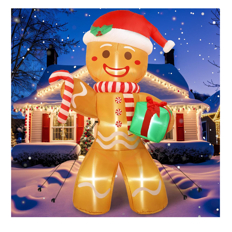 OurWarm 8ft Christmas Inflatables Outdoor Decorations, Gingerbread Man Giant Inflatable Christmas Yard Decorations