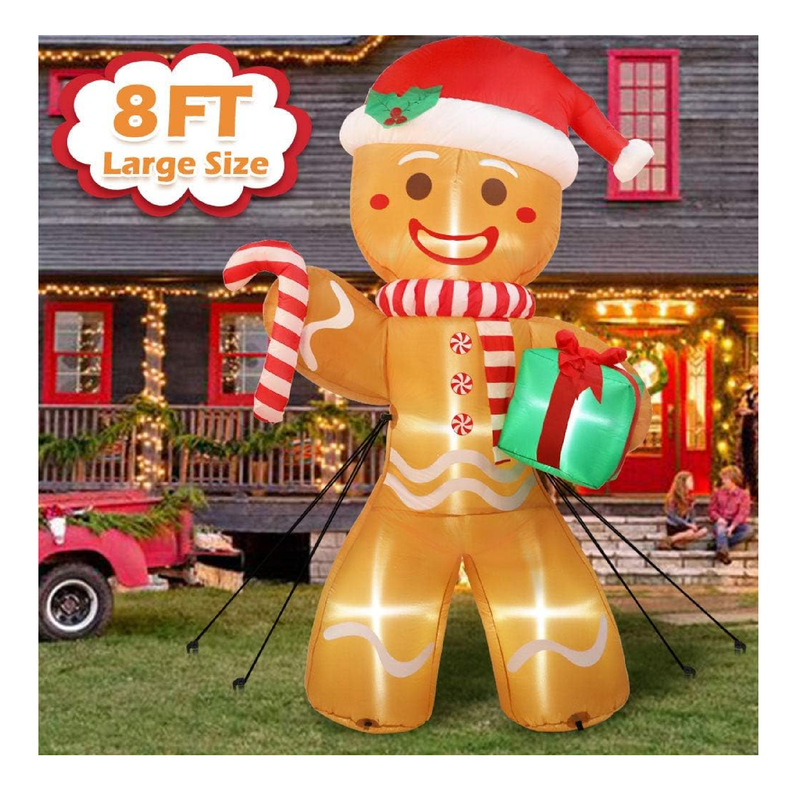 OurWarm 8ft Christmas Inflatables Outdoor Decorations, Gingerbread Man Giant Inflatable Christmas Yard Decorations