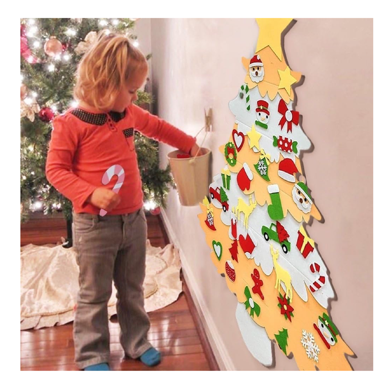 OurWarm Felt Christmas Tree for Kids Wall, 3ft DIY Toddler Christmas Tree Set with 35PCS