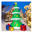 Outdoor Christmas Decorations, 8FT Inflatable Christmas Tree with Build in Rolated Snowflake Lights, Blow up Inflatable Tree with Gift Boxes and Moon for Christmas Party Indoor, Outdoor, Lawn Décor