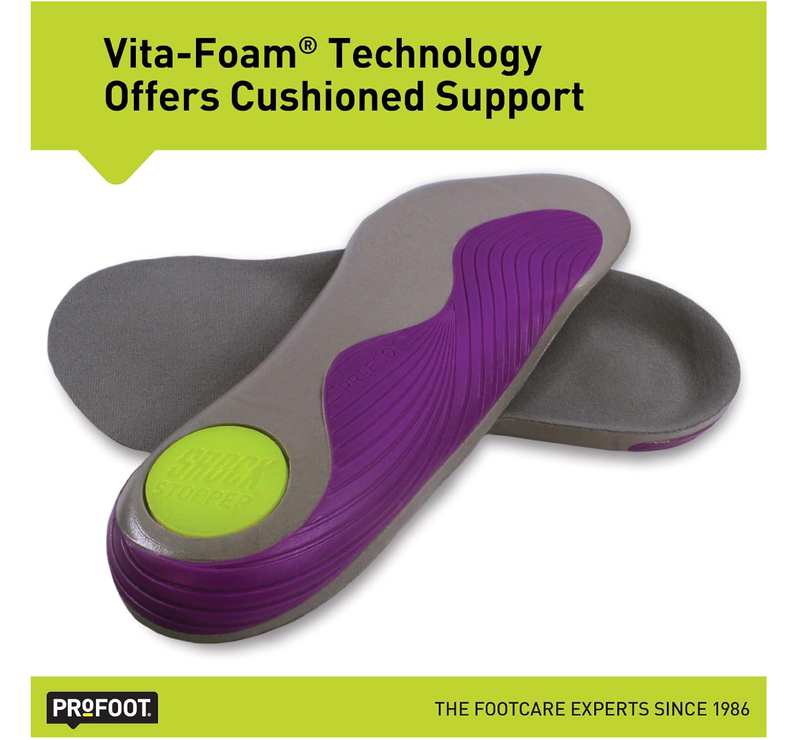PROFOOT Runner's Knee Orthotic Insole, Women's 6-10, Shock Absorbing Insole for Heel Support,